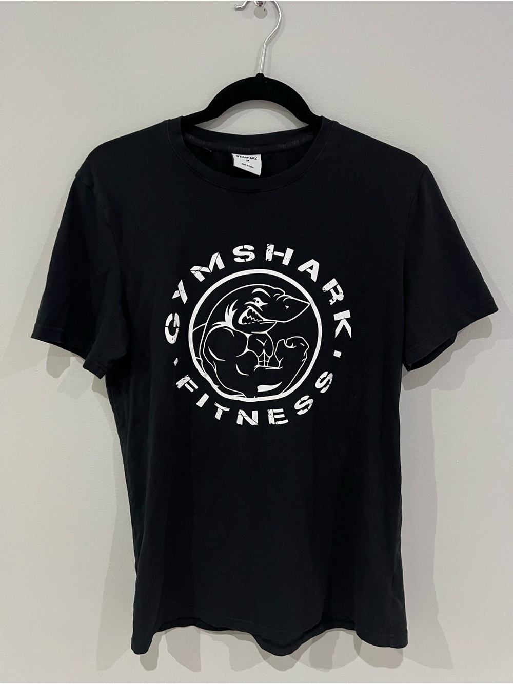Gymshark Black T-Shirt with White Circular Fitness Logo